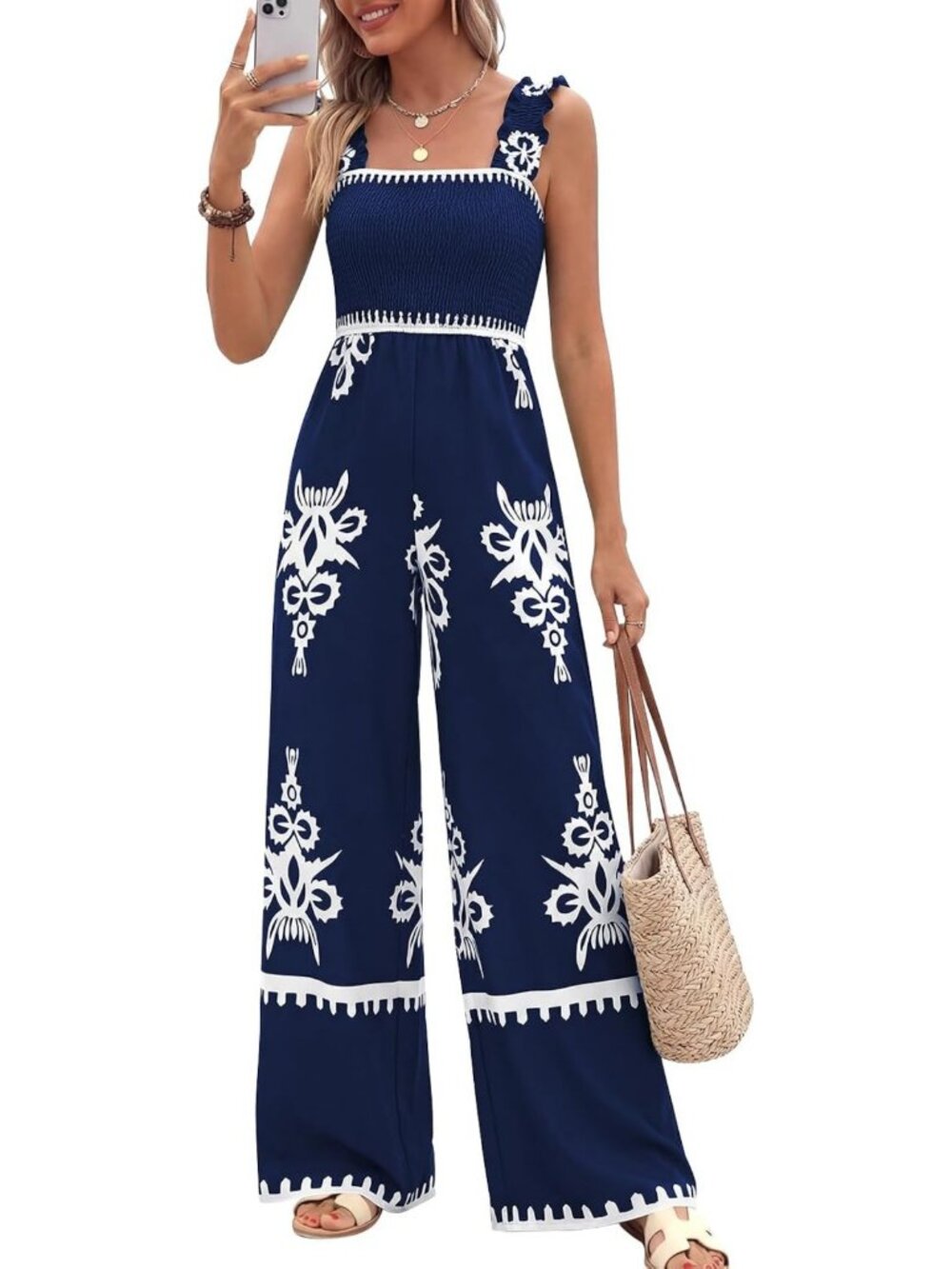 Boho Summer Jumpsuit for Women | Casual One-Piece Outfit with 2 Pockets